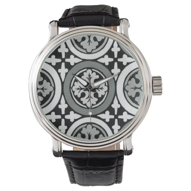 Decorative Renaissance Rosette Tile Design Watch (Front)