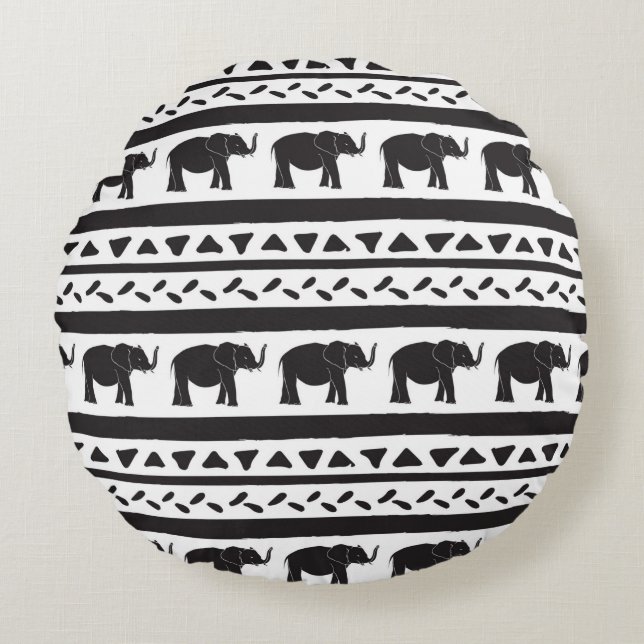 Decorative repeat seamless pattern with hand drawn round cushion (Front)