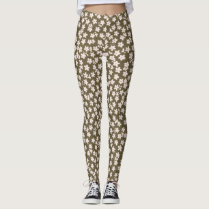 Decorative Retro Japanese Floral Pattern Leggings