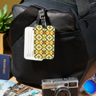 Decorative retro seamless pattern luggage tag