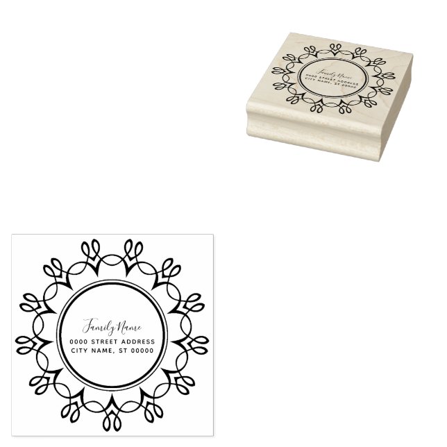 Decorative Return Address Rubber Stamp (Stamped)