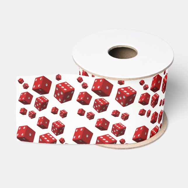 decorative ribbon red dice grosgrain ribbon (Spool)