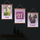 Decorative Rose Gold Glitter, Photos 21st Birthday Hanging Tapestry<br><div class="desc">Decorative Falling Rose Gold Glitter with rose gold gradient. Add two pictures.
Great for a fun 21st Birthday Party.</div>