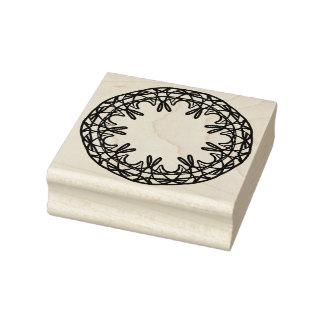 Decorative round pattern in mandala variation rubber stamp