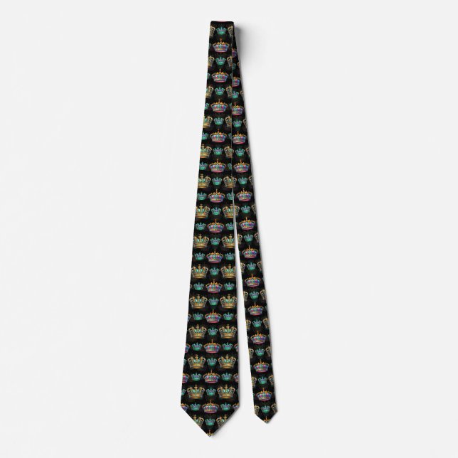 Decorative Royal Crown Black Pattern  Tie (Front)