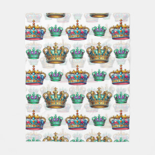 Decorative Royal Crown Pattern Fleece Blanket