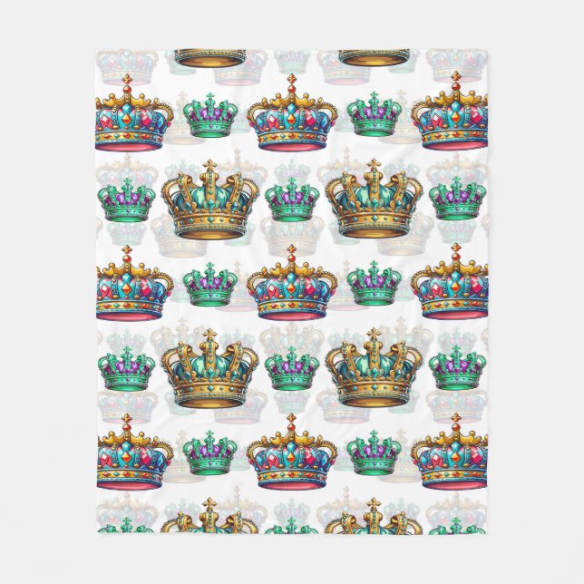 Decorative Royal Crown Pattern  Fleece Blanket (Front)
