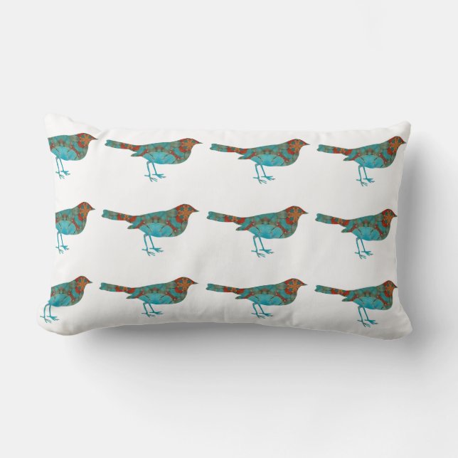 Decorative Rustic  Bird Lumbar Cushion (Front)