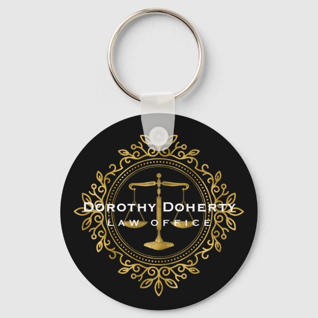 Decorative Scales of Justice |  Lawyer Key Ring (Front)