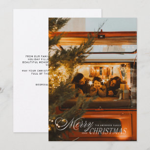 Decorative Script Merry Christmas Full Bleed Photo Holiday Card