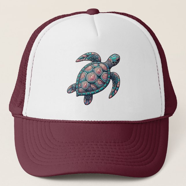 Decorative Sea Turtle Trucker Hat (Front)