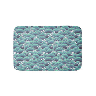 Decorative Sea Wave Background Bath Mat