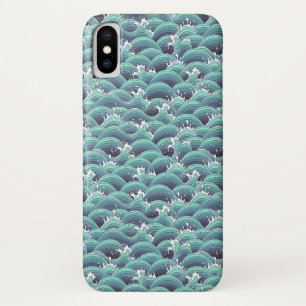 Decorative Sea Wave Background iPhone X Case