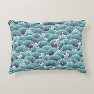 Decorative Sea Wave Background Decorative Cushion