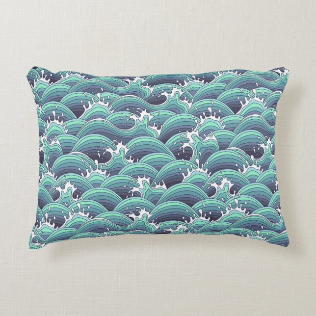 Decorative Sea Wave Background Decorative Cushion (Front)
