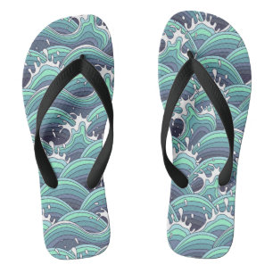 Decorative Sea Wave Background Jandals