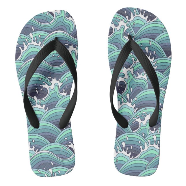 Decorative Sea Wave Background Jandals (Footbed)