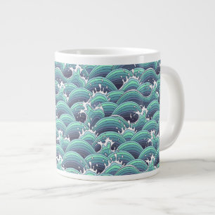 Decorative Sea Wave Background Large Coffee Mug