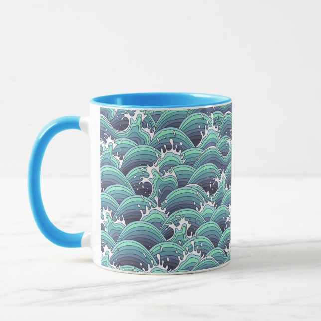 Decorative Sea Wave Background Mug (Left)