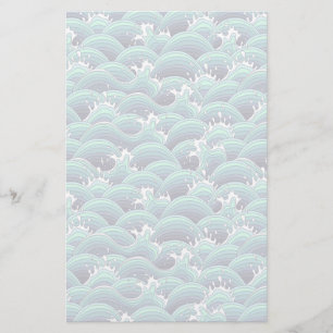 Decorative Sea Wave Background Stationery
