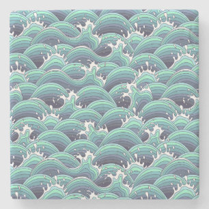 Decorative Sea Wave Background Stone Coaster
