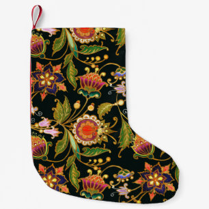 decorative seamless pattern. Flowers leaves curls Small Christmas Stocking