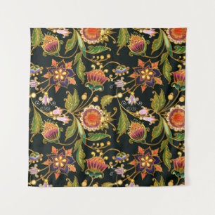 decorative seamless pattern. Flowers leaves curls  Tapestry