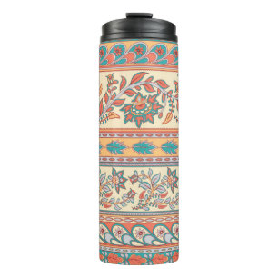 Decorative seamless pattern of borders with flower thermal tumbler