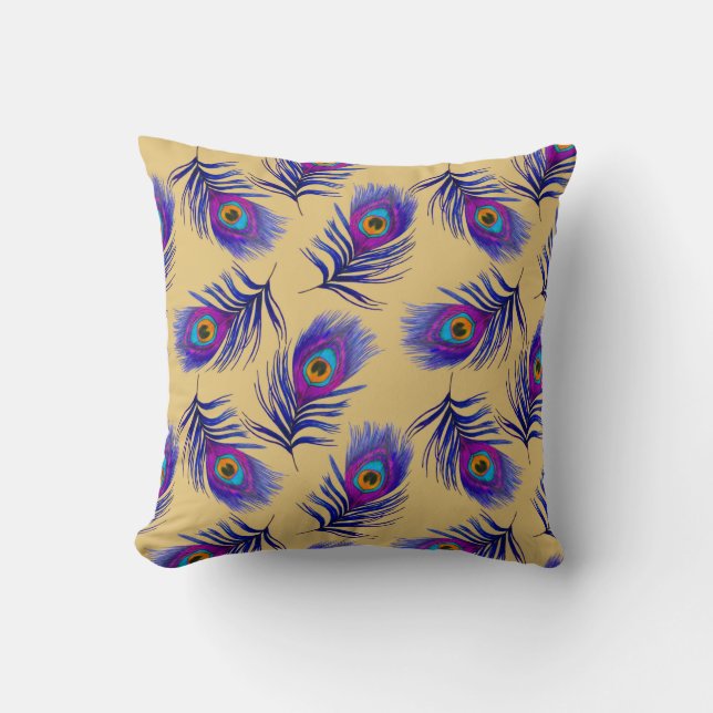 Decorative seamless pattern with beautiful peacock cushion (Front)