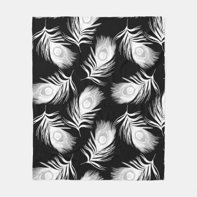 Decorative seamless pattern with beautiful peacock fleece blanket (Front)