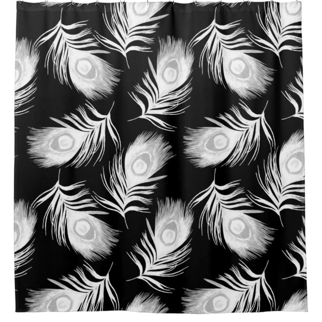 Decorative seamless pattern with beautiful peacock shower curtain (Front)