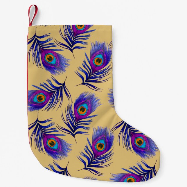 Decorative seamless pattern with beautiful peacock small christmas stocking (Front)