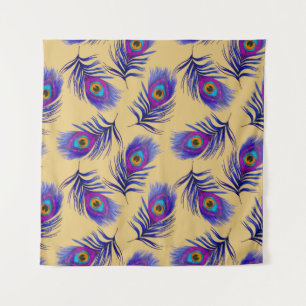 Decorative seamless pattern with beautiful peacock tapestry