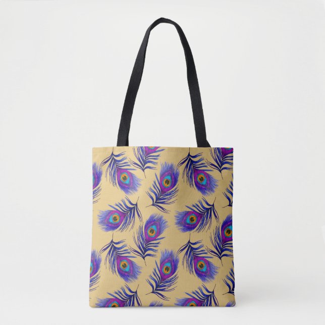 Decorative seamless pattern with beautiful peacock tote bag (Front)