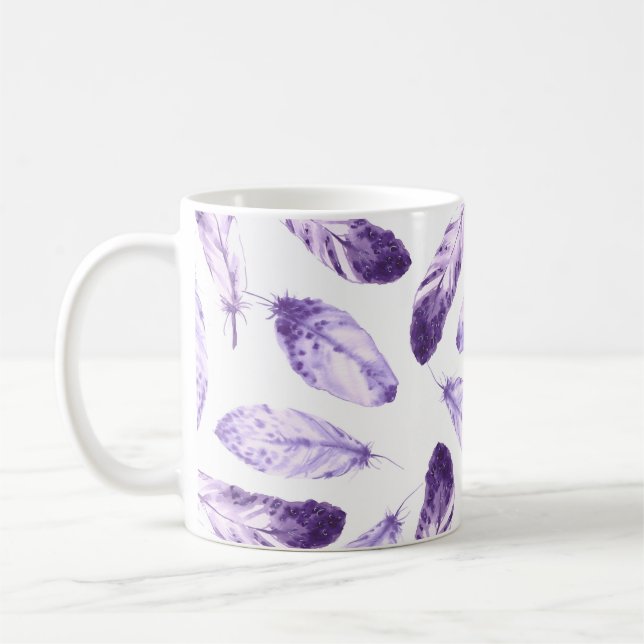Decorative seamless pattern with feathers. Waterco Coffee Mug (Left)