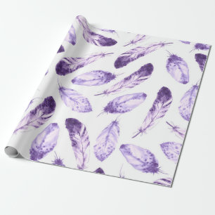 Decorative seamless pattern with feathers. Waterco Wrapping Paper