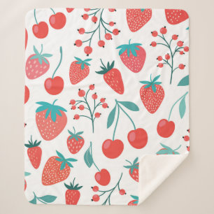Decorative seamless pattern with fruits, strawberr sherpa blanket