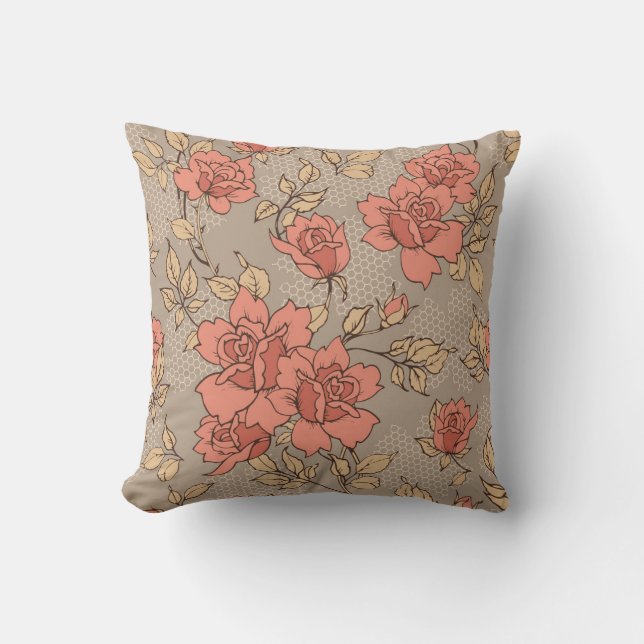 Decorative seamless pattern with lace bouquet of r cushion (Front)