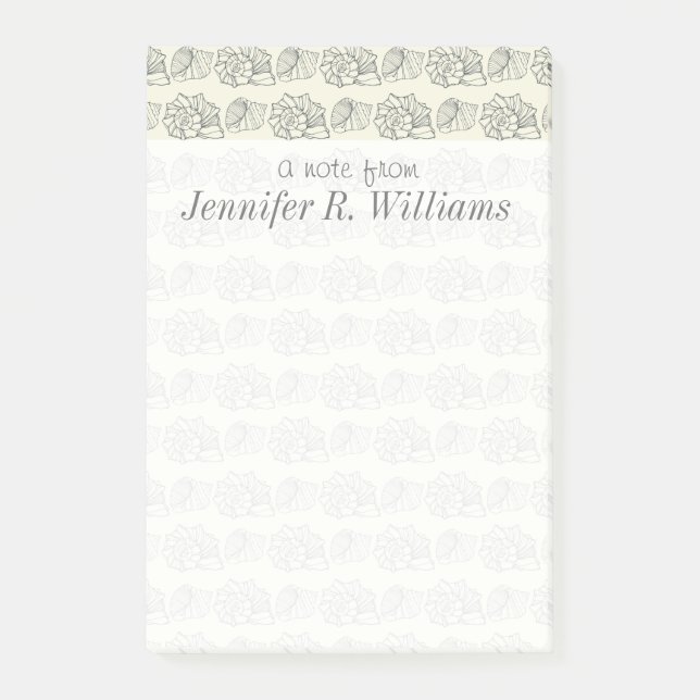 Decorative Shells Pattern | Add Your Name Post-it Notes (Front)