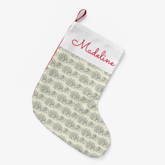 Decorative Shells Pattern | Add Your Name Small Christmas Stocking (Front (Hanging))