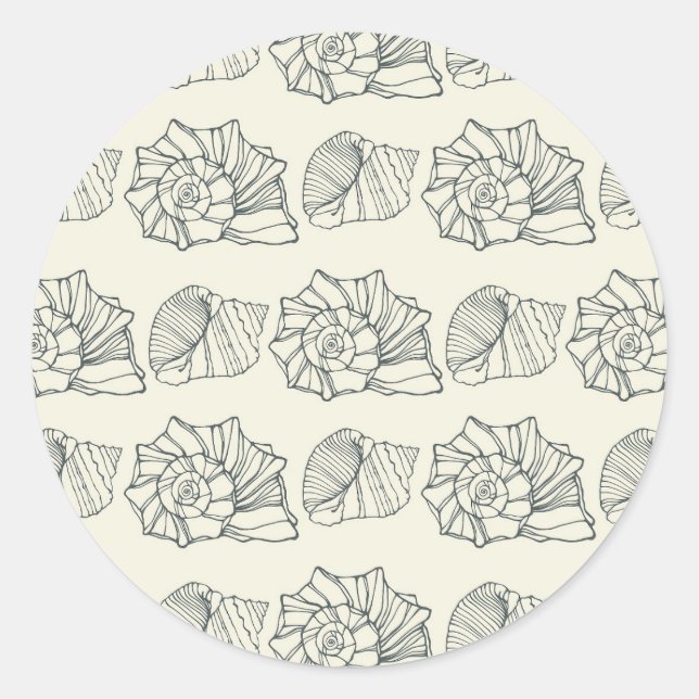 Decorative Shells Pattern Classic Round Sticker (Front)