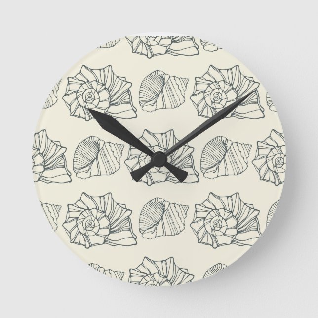 Decorative Shells Pattern Round Clock (Front)