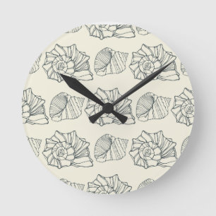 Decorative Shells Pattern Round Clock