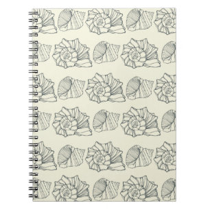 Decorative Shells Pattern Spiral Notebook