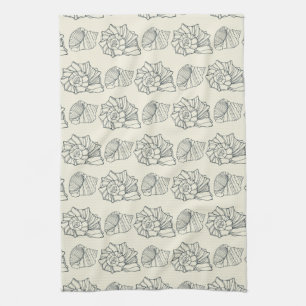 Decorative Shells Pattern Tea Towel