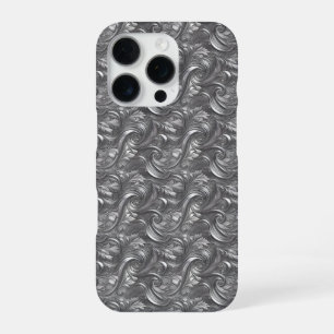 Decorative Silver Grey & Black Abstract iPhone 16 Pro Case