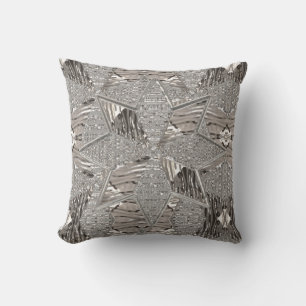 Decorative Silver Grey Look Elegant Star Pattern Cushion