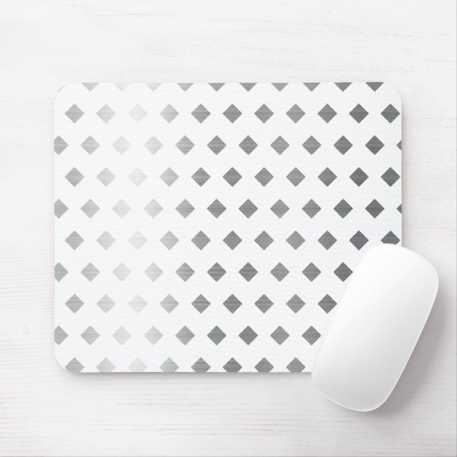 Decorative Silver Grey White Diamond Pattern Mouse Pad (With Mouse)