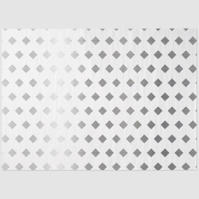 Decorative Silver Grey White Diamond Pattern Tissue Paper (Front)