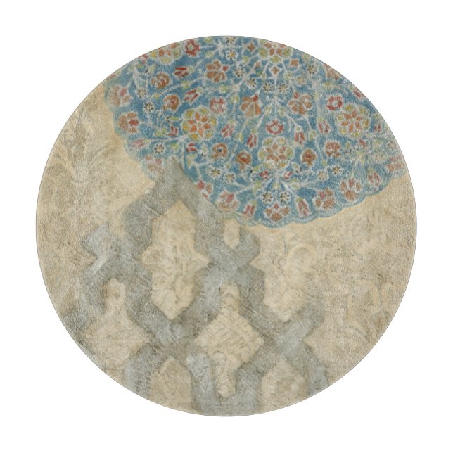 Decorative Silver Tapestry Floral Arrangement Cutting Board (Front)